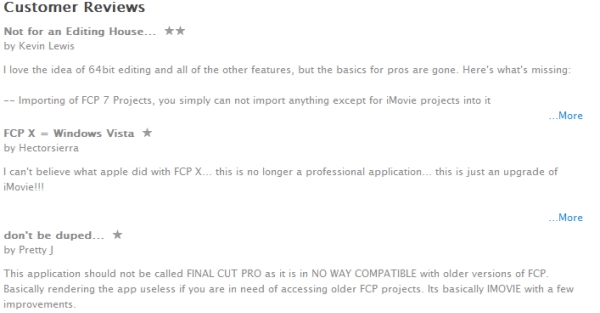 Apple Final Cut Pro X - uživatelské recenze